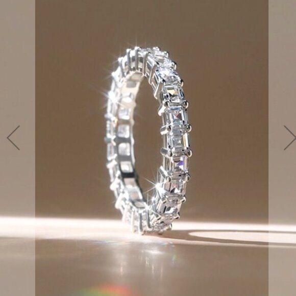 3mm Asscher Cut Eternity Band For Women In Silver/White Sapphire by Italo - Picture 3 of 6